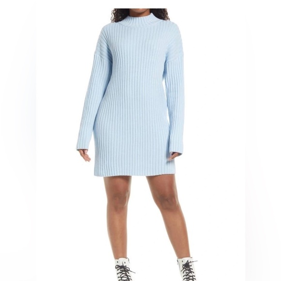 BP MOCK NECK LONG SLEEVE BLEND COTTON RIBBED SWEATER DRESS LARGE BP457808MI NEW - Picture 3 of 3